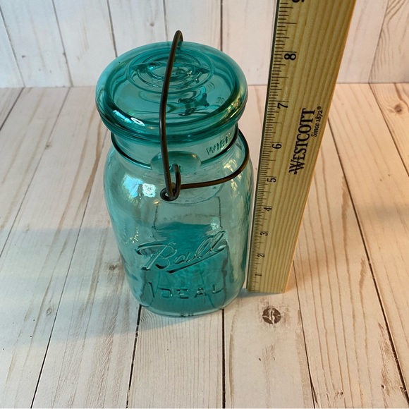 Vintage Turquoise Ball IDEAL Wire Lidded Canning Jar - Picture 7 of 7